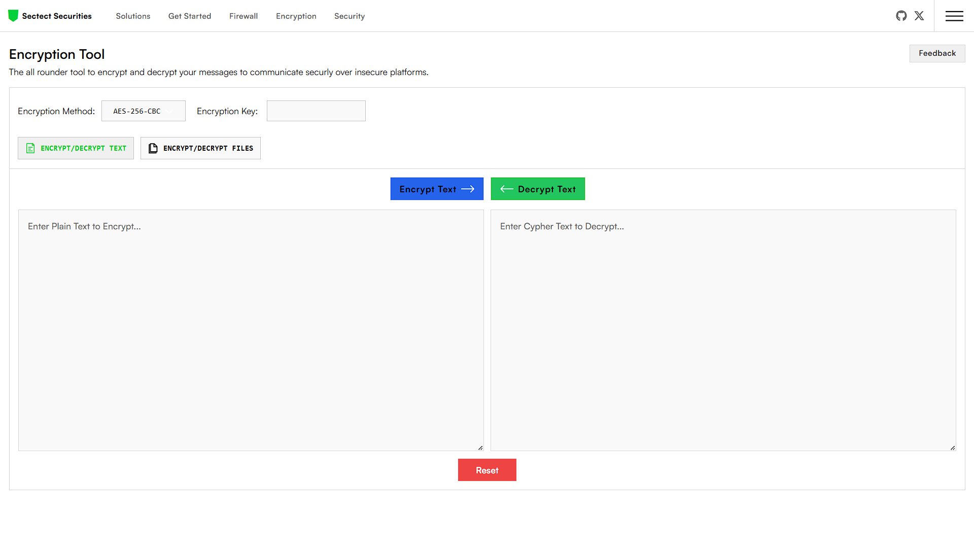 Text Encryption Tool Interface